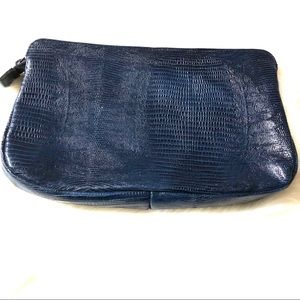 Vintage Faux Crocodile Skin Pattern Blue Purse. Size Small. Classy Rare